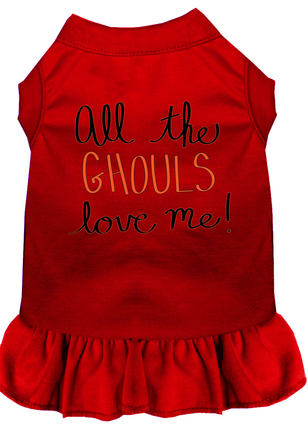 All the Ghouls Screen Print Dog Dress Red Lg